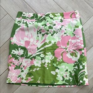 Talbots Green and Pink Floral Skirt
